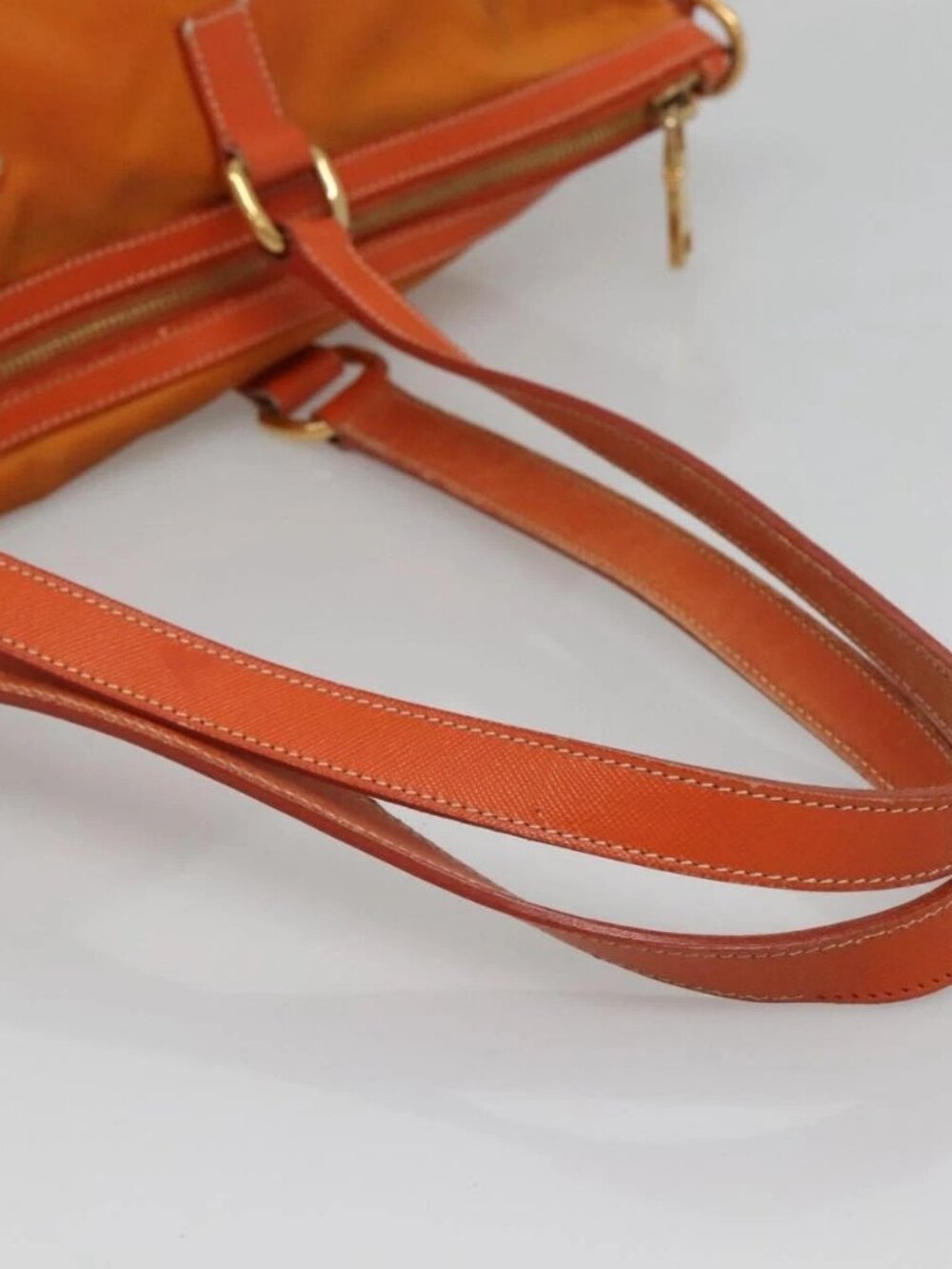 PRADA Tote Bag Nylon 2way Orange Gold Auth ep9199 - Picture 8 of 16